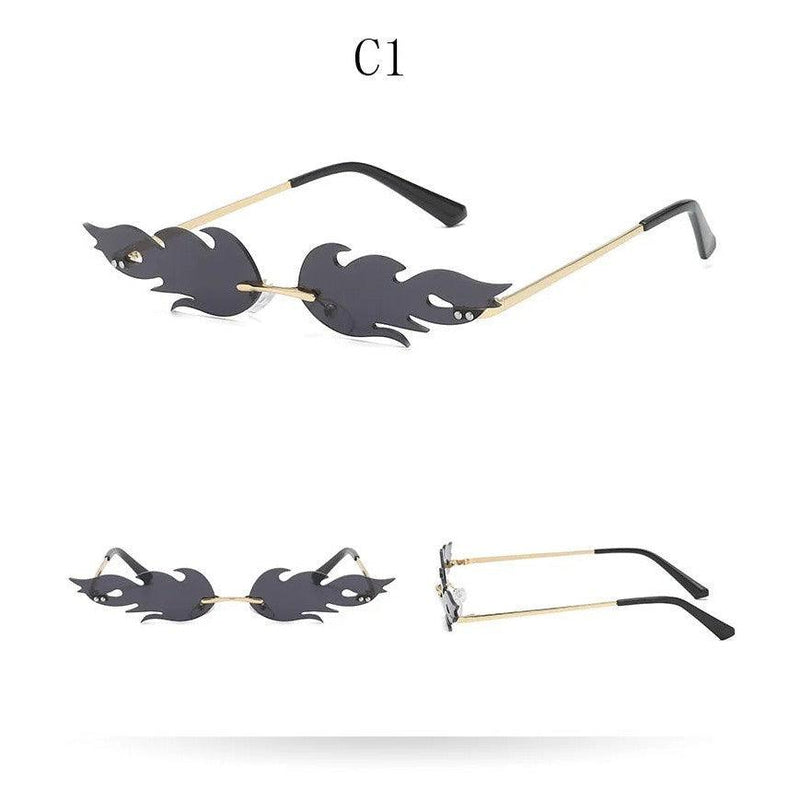 Chic Rimless Flame Lens Sunglasses – Designer Mirror Eyewear for Ultimate Style - Lucid Fantasy 