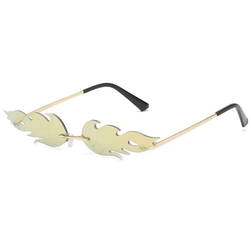 Chic Rimless Flame Lens Sunglasses – Designer Mirror Eyewear for Ultimate Style - Lucid Fantasy 