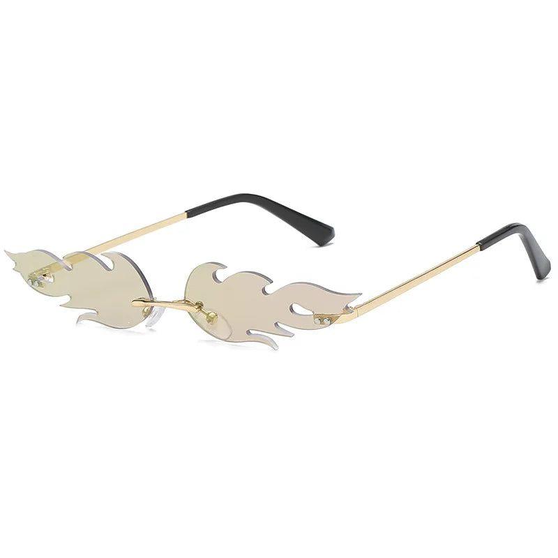 Chic Rimless Flame Lens Sunglasses – Designer Mirror Eyewear for Ultimate Style - Lucid Fantasy 