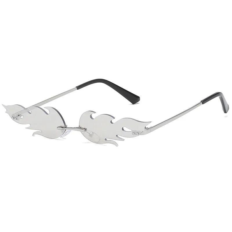 Chic Rimless Flame Lens Sunglasses – Designer Mirror Eyewear for Ultimate Style - Lucid Fantasy 