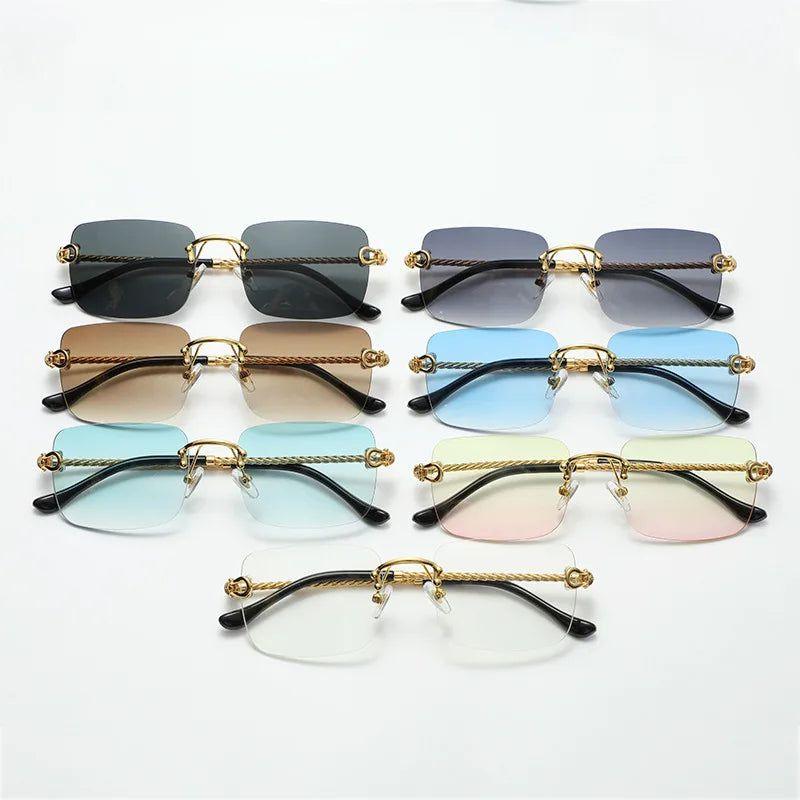 Chic Rimless Gradient Ocean Sunglasses with UV400 Protection - Lucid Fantasy 