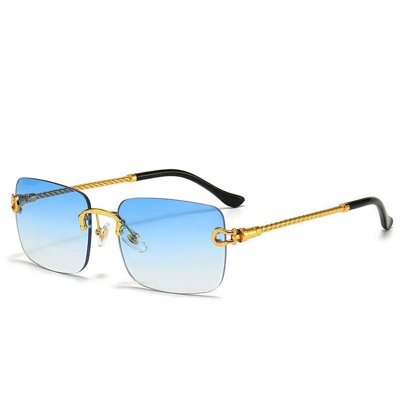 Chic Rimless Gradient Ocean Sunglasses with UV400 Protection - Lucid Fantasy 