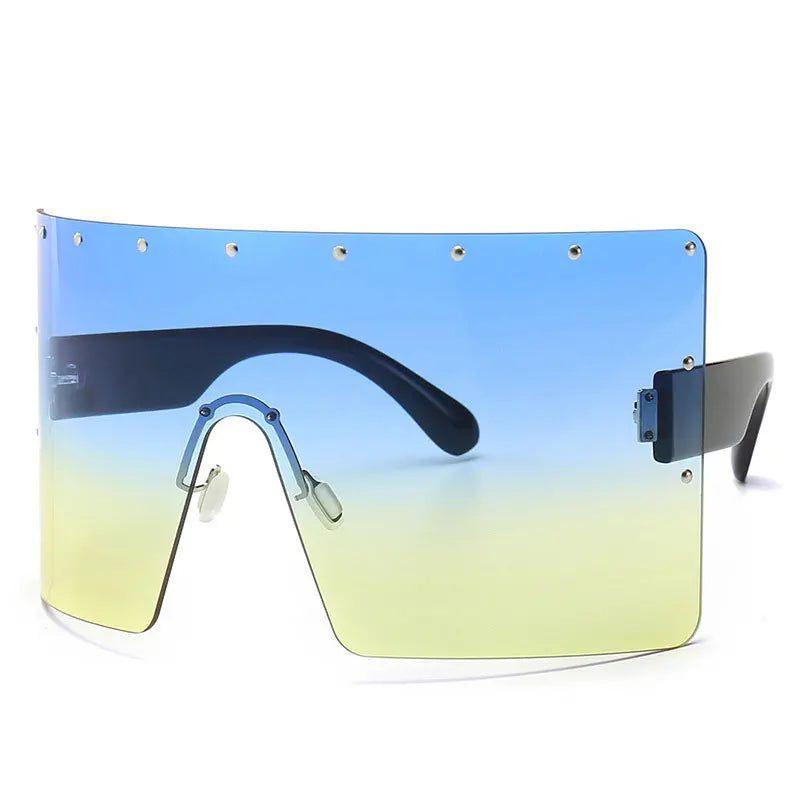 Chic Rivet-Detail Oversized Sunglasses with UV400 Protection and Windproof Design - Lucid Fantasy 