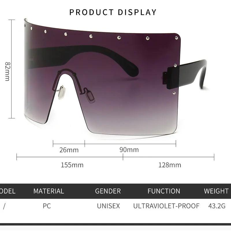 Chic Rivet-Detail Oversized Sunglasses with UV400 Protection and Windproof Design - Lucid Fantasy 