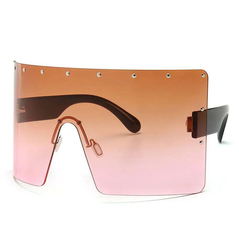 Chic Rivet-Detail Oversized Sunglasses with UV400 Protection and Windproof Design - Lucid Fantasy 