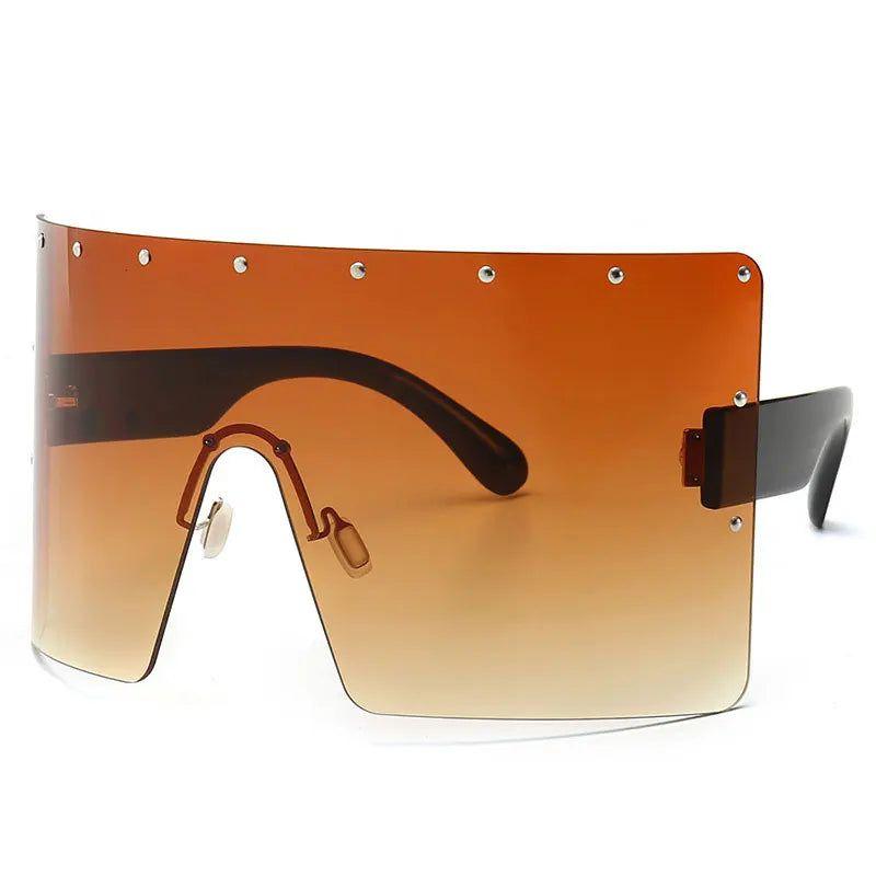 Chic Rivet-Detail Oversized Sunglasses with UV400 Protection and Windproof Design - Lucid Fantasy 