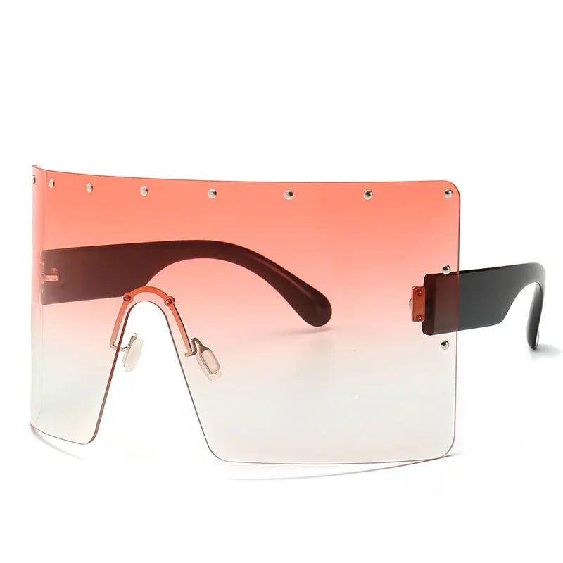 Chic Rivet-Detail Oversized Sunglasses with UV400 Protection and Windproof Design - Lucid Fantasy 