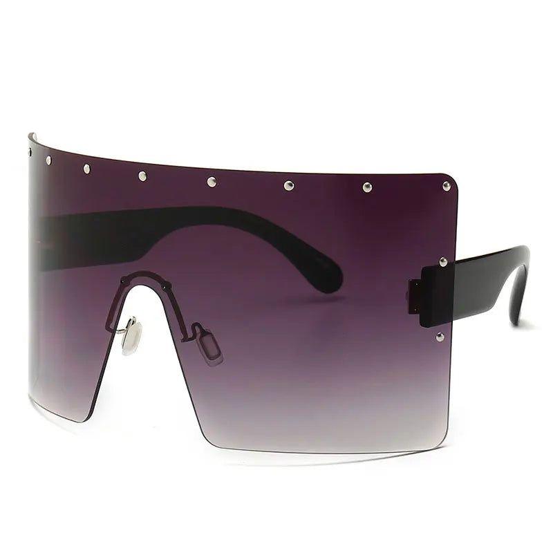 Chic Rivet-Detail Oversized Sunglasses with UV400 Protection and Windproof Design - Lucid Fantasy 