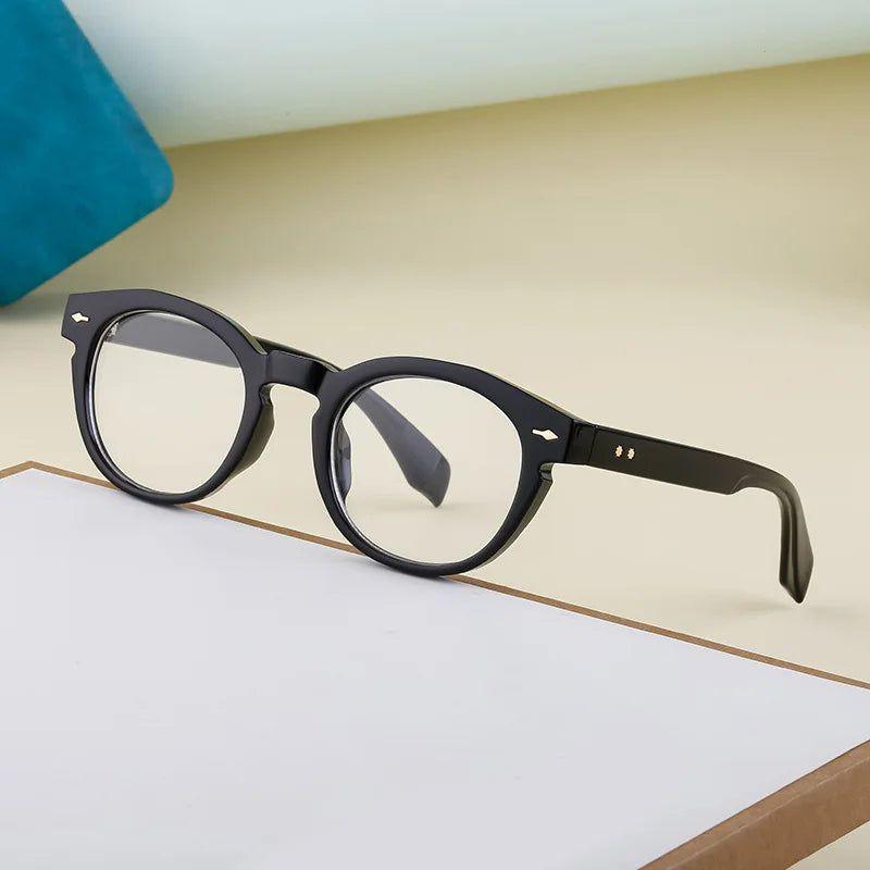 Chic Round Anti-Blue Light Glasses with Rivet Details - Lucid Fantasy 