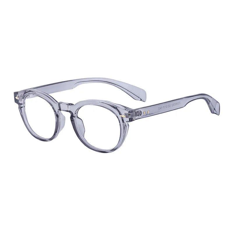 Chic Round Anti-Blue Light Glasses with Rivet Details - Lucid Fantasy 