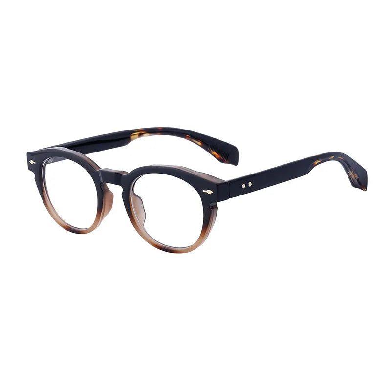 Chic Round Anti-Blue Light Glasses with Rivet Details - Lucid Fantasy 