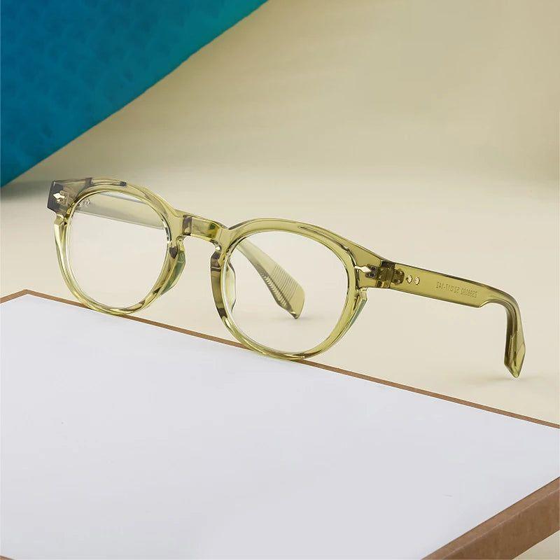 Chic Round Anti-Blue Light Glasses with Rivet Details - Lucid Fantasy 