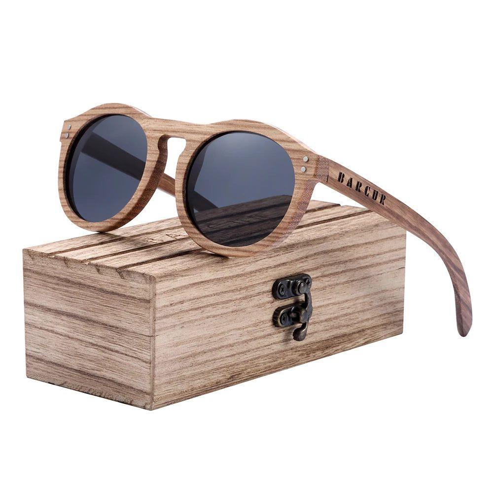 Chic Round Mirror Design Wooden Polarized Sunglasses for Men with UV400 Protection - Lucid Fantasy 