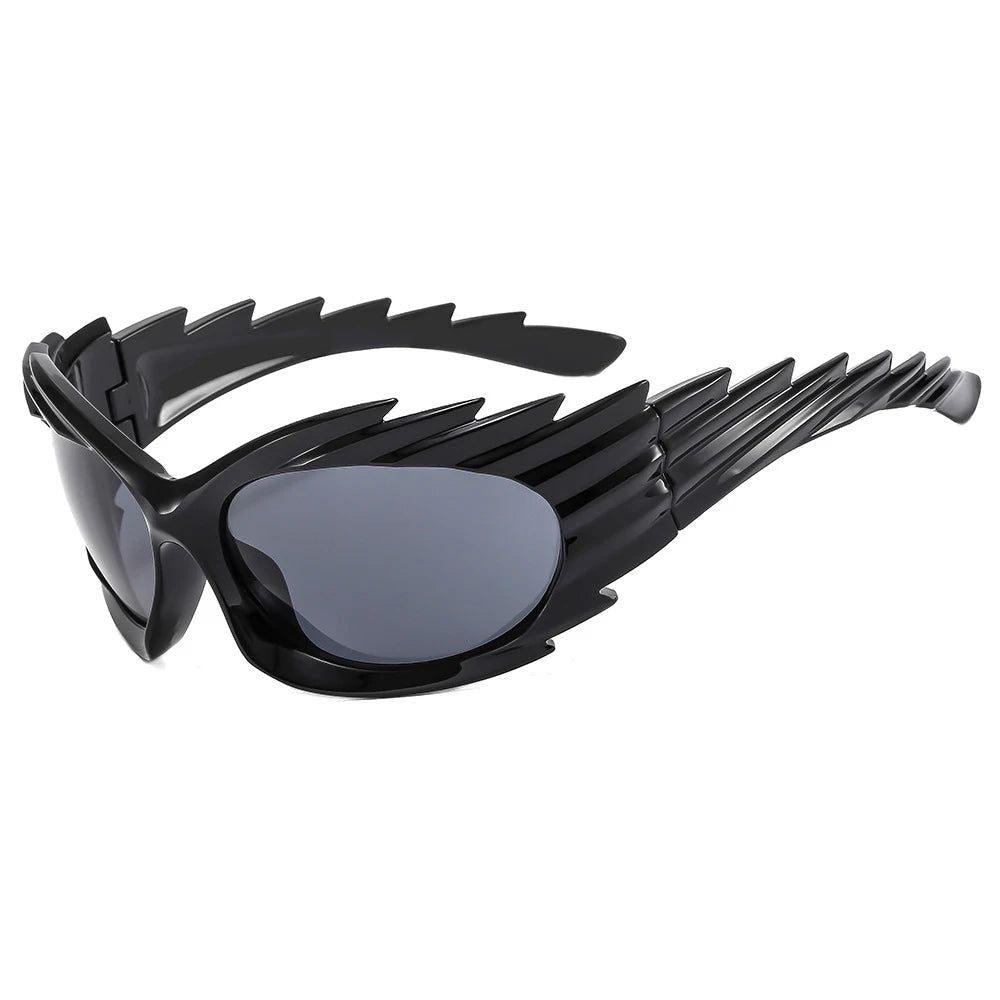 Chic Spike Y2K Oversized Cat Eye Sunglasses - Steampunk UV400 Wraparound Shades - Lucid Fantasy 