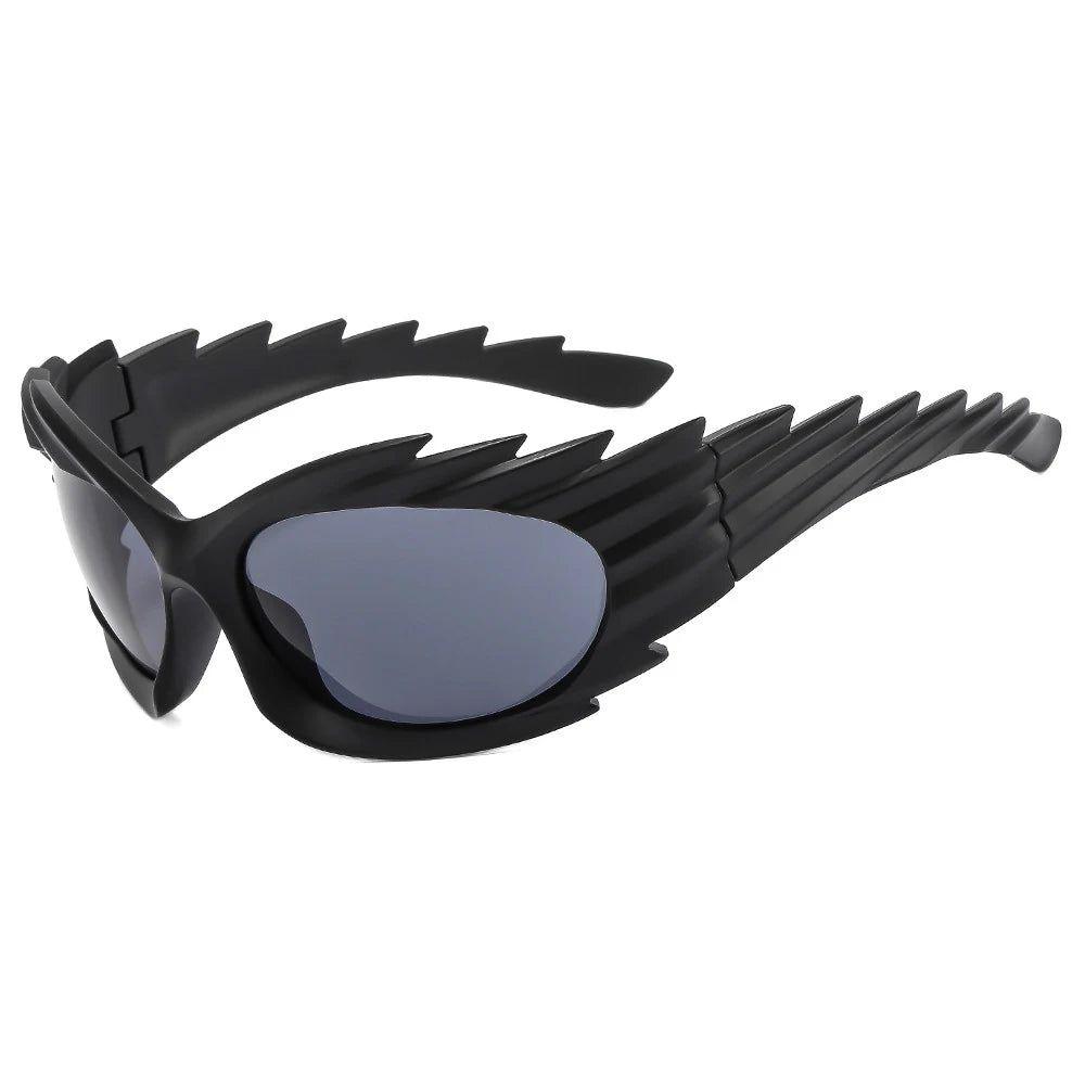 Chic Spike Y2K Oversized Cat Eye Sunglasses - Steampunk UV400 Wraparound Shades - Lucid Fantasy 