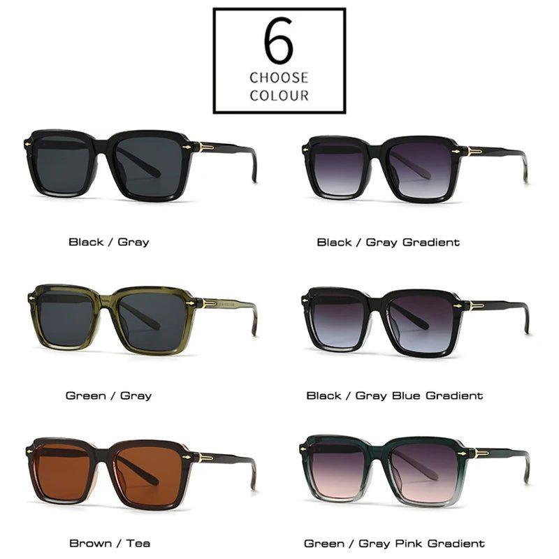 Chic Vintage-Inspired Square Gradient Sunglasses with UV400 Protection and Rivet Accents - Lucid Fantasy 