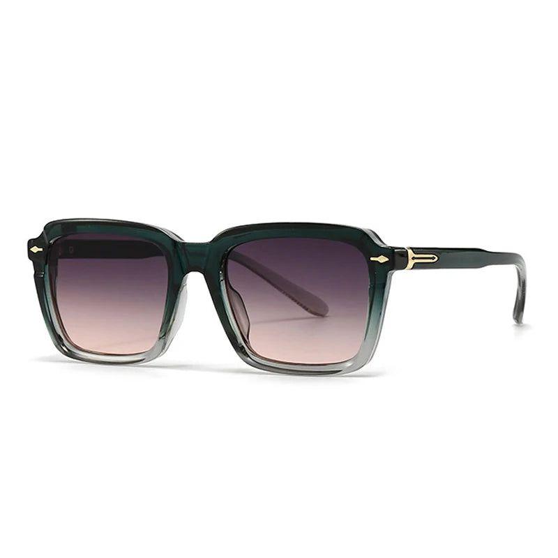 Chic Vintage-Inspired Square Gradient Sunglasses with UV400 Protection and Rivet Accents - Lucid Fantasy 