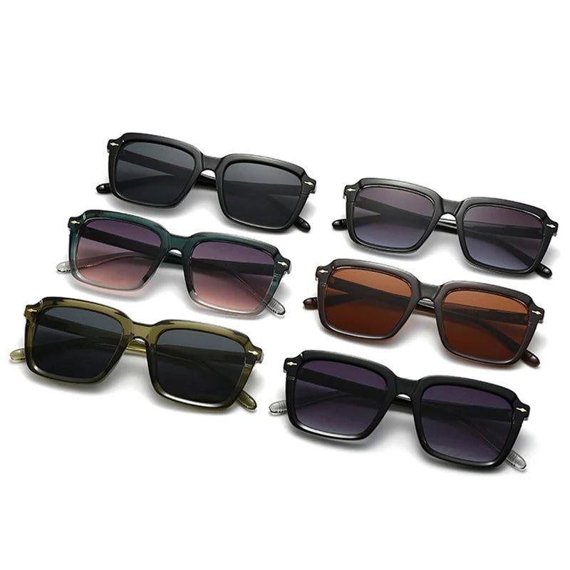 Chic Vintage-Inspired Square Gradient Sunglasses with UV400 Protection and Rivet Accents - Lucid Fantasy 