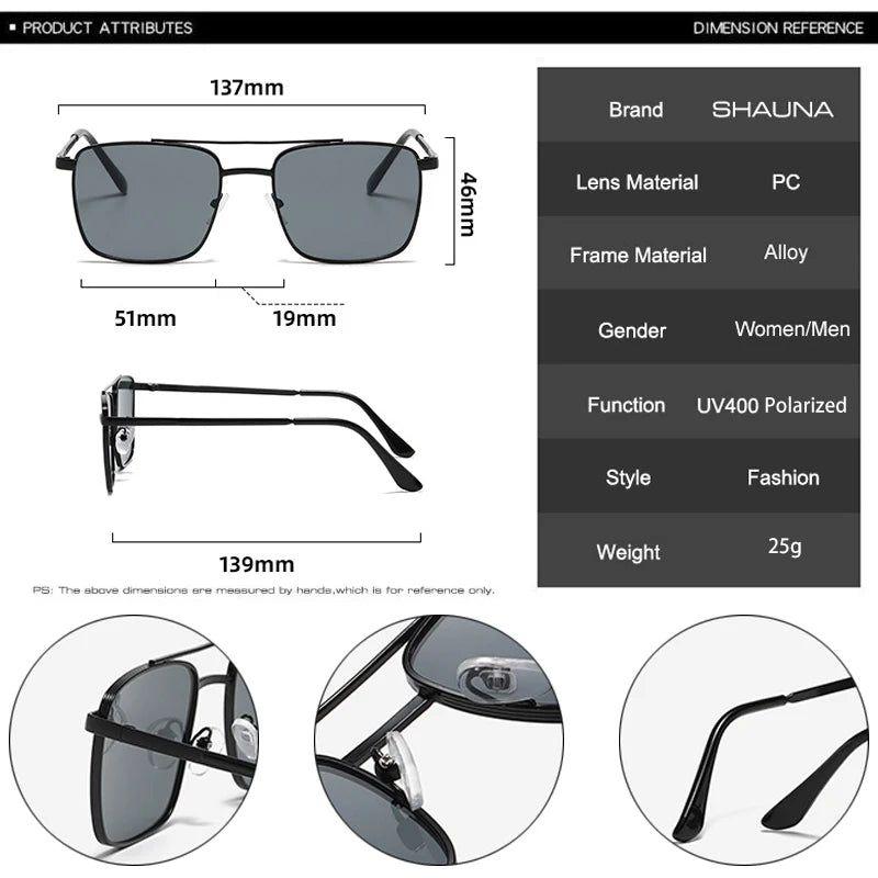 Classic Double Bridge Square Sunglasses with UV400 Protection - Lucid Fantasy 