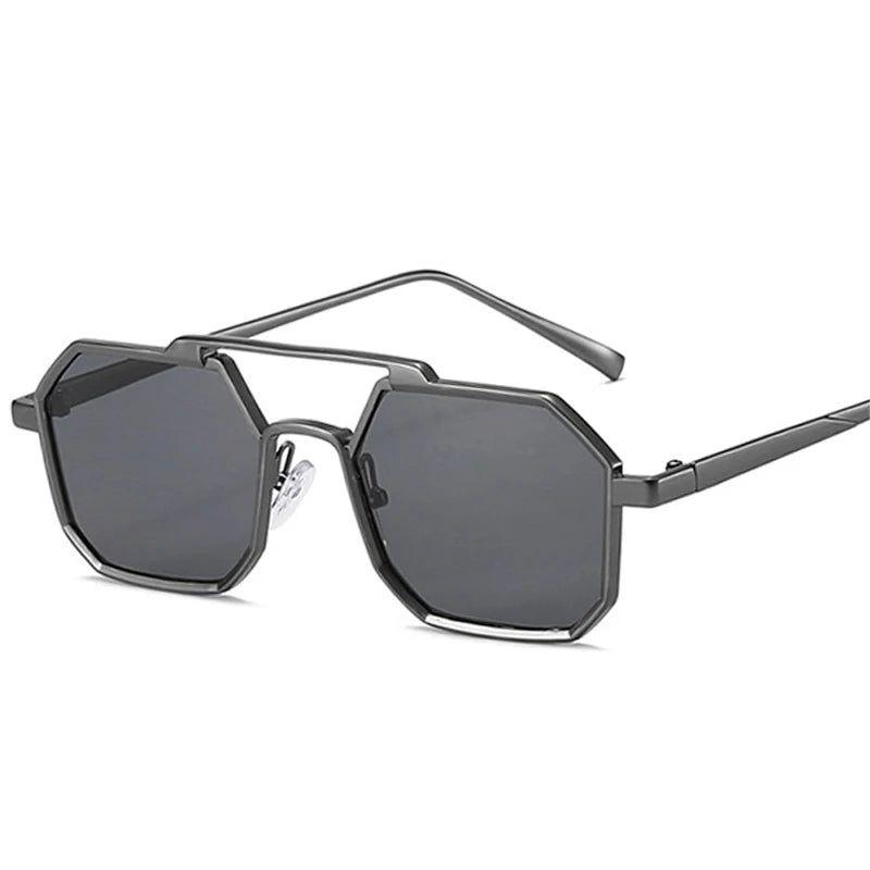 Classic Inspired Double Bridge Polygonal Metal Sunglasses with UV400 Protection - Lucid Fantasy 