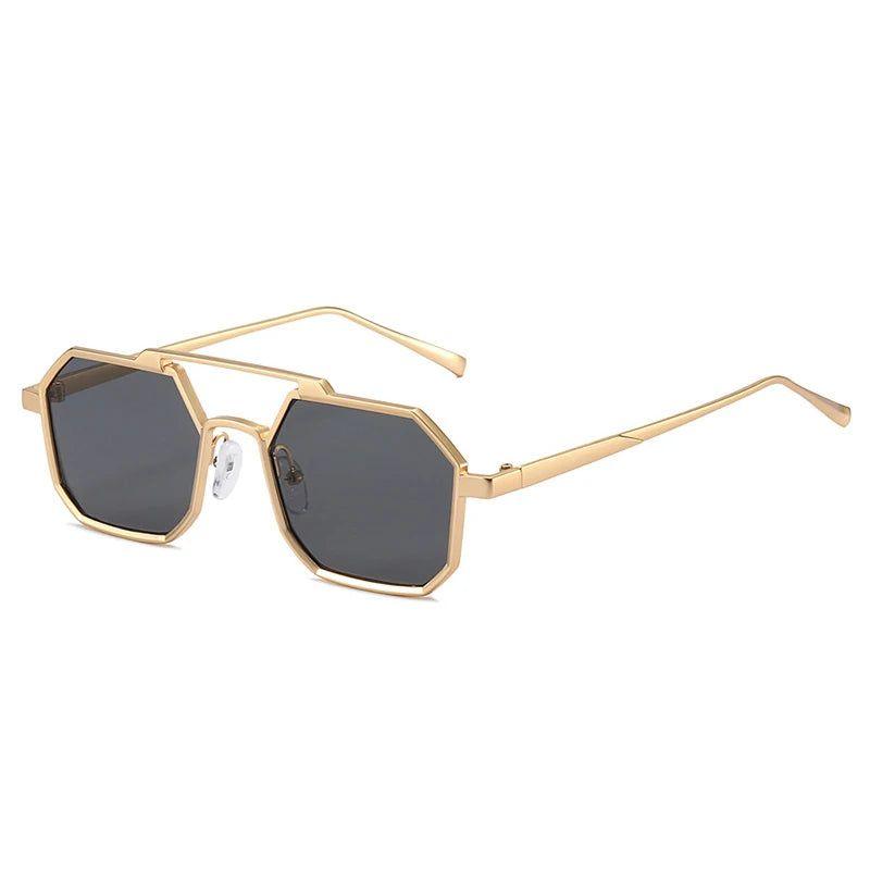 Classic Inspired Double Bridge Polygonal Metal Sunglasses with UV400 Protection - Lucid Fantasy 