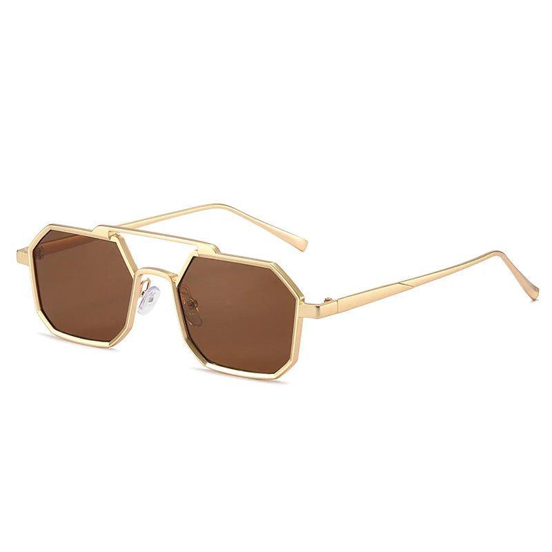 Classic Inspired Double Bridge Polygonal Metal Sunglasses with UV400 Protection - Lucid Fantasy 