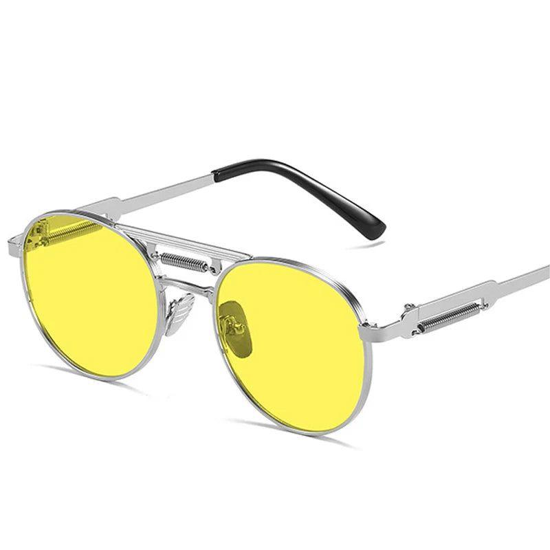 Classic Metal Round Sunglasses with Gradient Mirror Lenses - UV400 Fashion Shades for Spring - Lucid Fantasy 