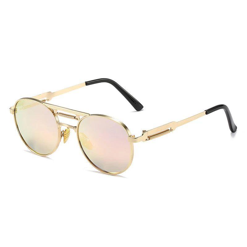 Classic Metal Round Sunglasses with Gradient Mirror Lenses - UV400 Fashion Shades for Spring - Lucid Fantasy 