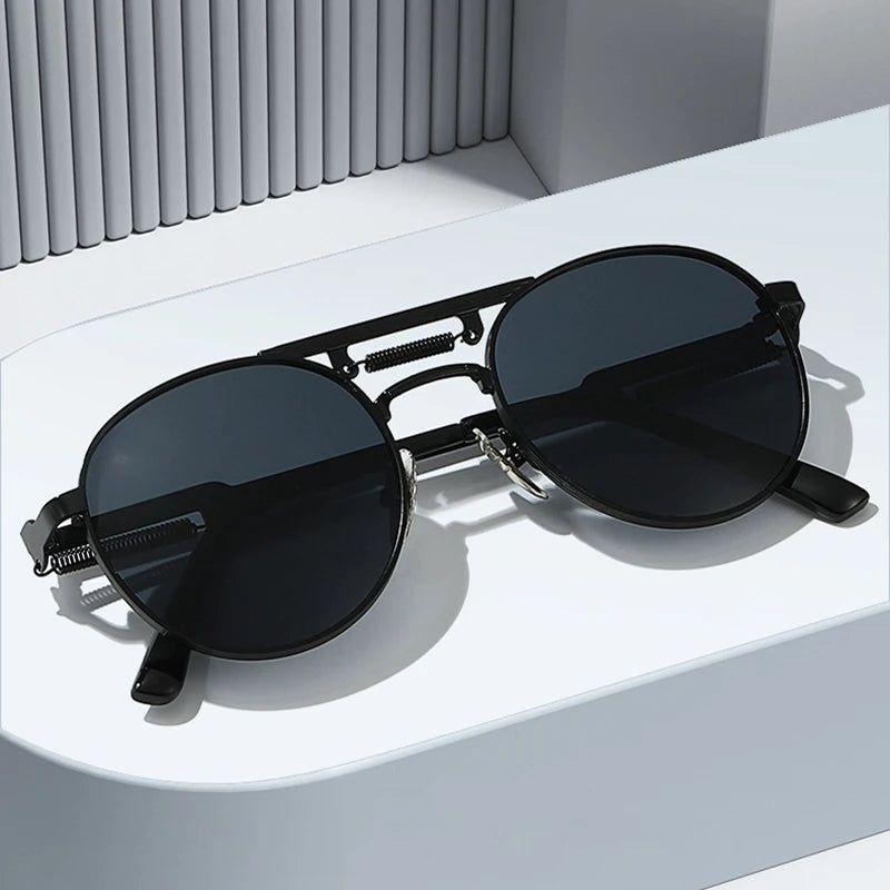 Classic Metal Round Sunglasses with Gradient Mirror Lenses - UV400 Fashion Shades for Spring - Lucid Fantasy 