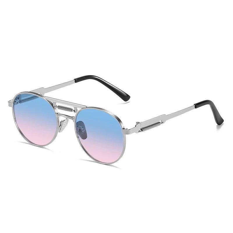 Classic Metal Round Sunglasses with Gradient Mirror Lenses - UV400 Fashion Shades for Spring - Lucid Fantasy 