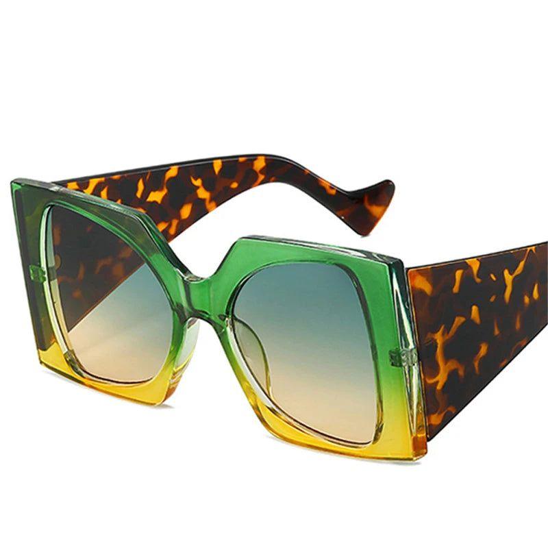 Classic Oversized Dual-Tone Square Sunglasses with UV400 Shielding - Lucid Fantasy 