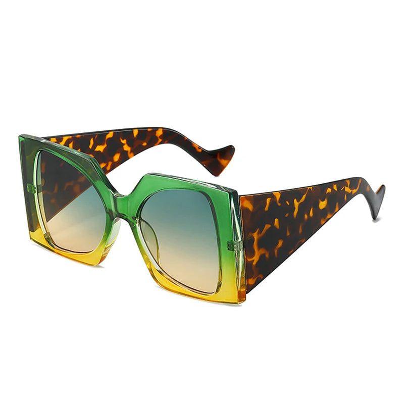 Classic Oversized Dual-Tone Square Sunglasses with UV400 Shielding - Lucid Fantasy 