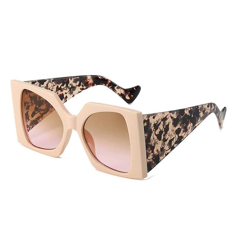 Classic Oversized Dual-Tone Square Sunglasses with UV400 Shielding - Lucid Fantasy 