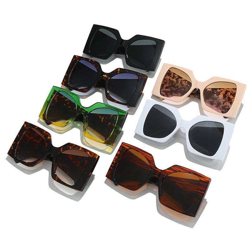 Classic Oversized Dual-Tone Square Sunglasses with UV400 Shielding - Lucid Fantasy 