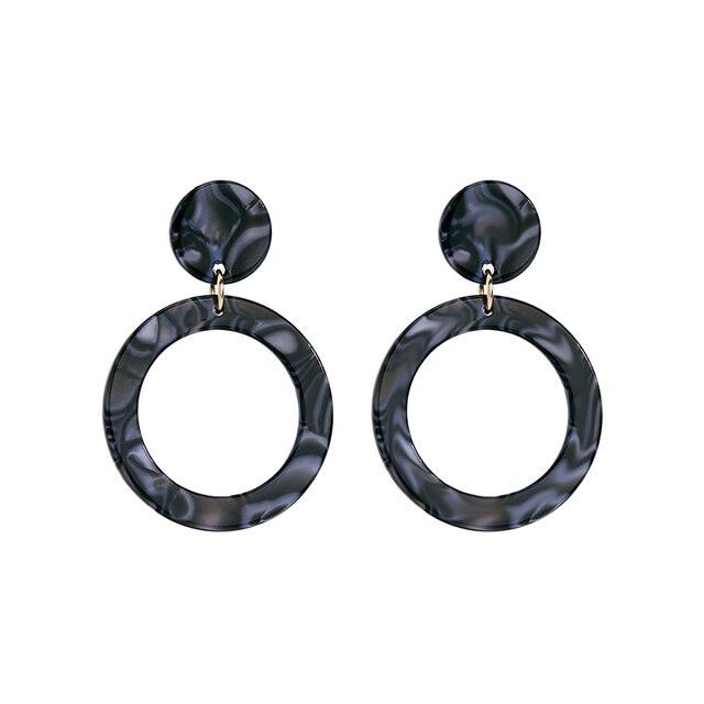 Classic Resin Hoop Dangle Earrings with Retro Charm - Lucid Fantasy 