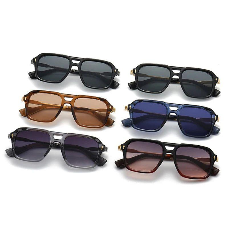 Classic Square Sunglasses with Double Bridges and UV400 Protection - Lucid Fantasy 