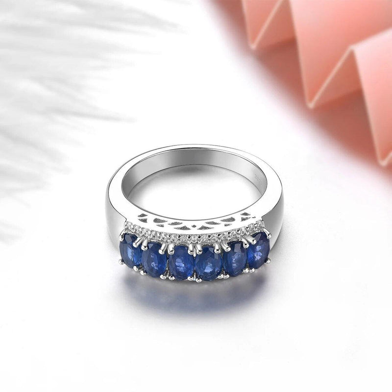 Classic Sterling Silver Ring with 1.8 Carats of Genuine Natural Blue Sapphire - Lucid Fantasy 