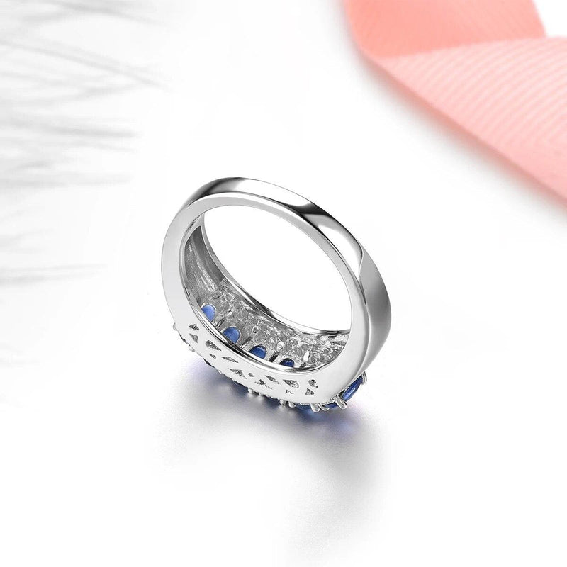 Classic Sterling Silver Ring with 1.8 Carats of Genuine Natural Blue Sapphire - Lucid Fantasy 