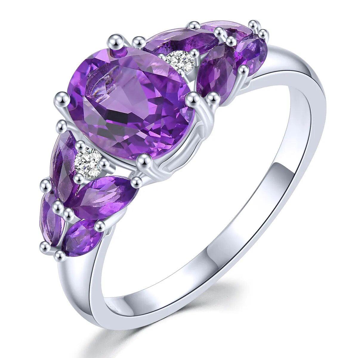 Classic Vintage 2.5 Carat Natural Amethyst and Silver Ring with Classic Design - Lucid Fantasy 