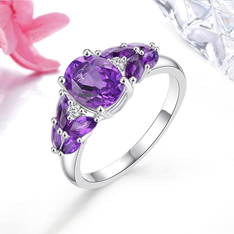 Classic Vintage 2.5 Carat Natural Amethyst and Silver Ring with Classic Design - Lucid Fantasy 