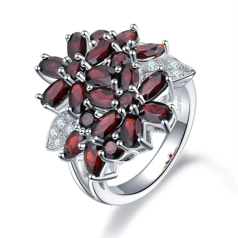 Classic Vintage 5.26ct Red Garnet and Sterling Silver Cluster Ring - Lucid Fantasy 