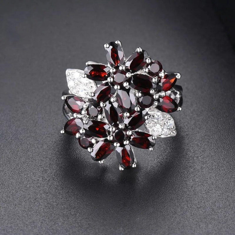 Classic Vintage 5.26ct Red Garnet and Sterling Silver Cluster Ring - Lucid Fantasy 