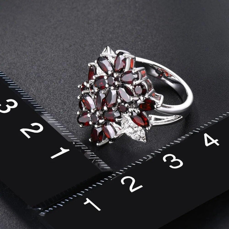 Classic Vintage 5.26ct Red Garnet and Sterling Silver Cluster Ring - Lucid Fantasy 