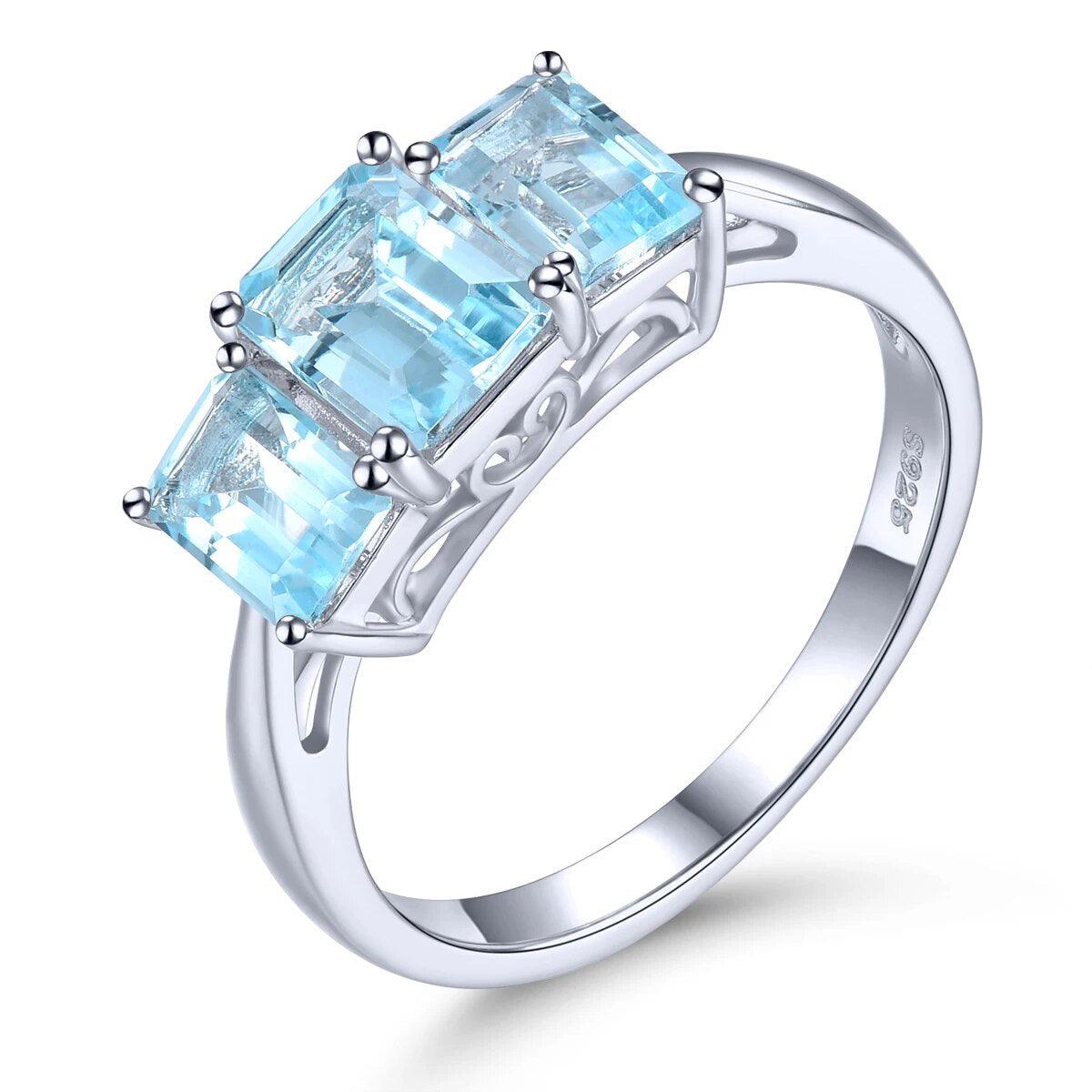 Classic Vintage Blue Topaz Sterling Silver Ring - 2.5 Carats Fine Jewelry S925 - Lucid Fantasy 