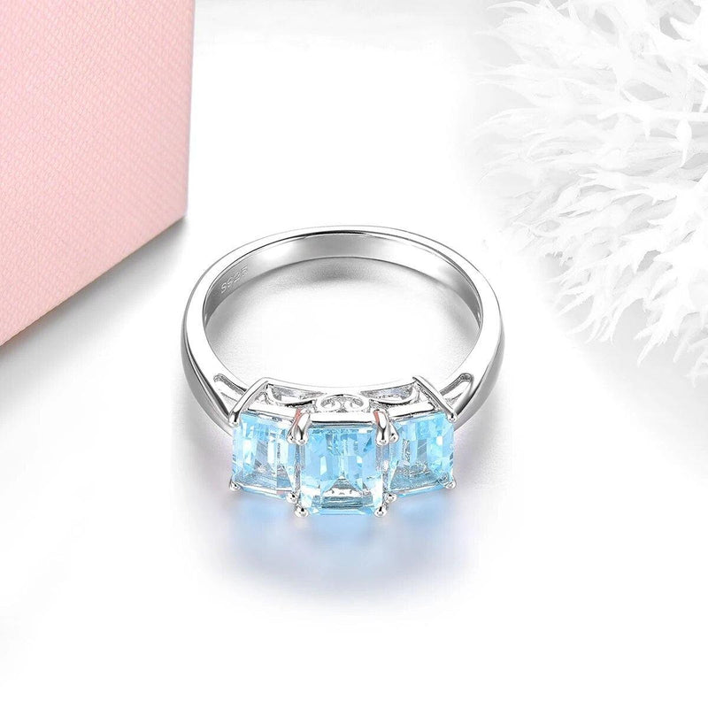 Classic Vintage Blue Topaz Sterling Silver Ring - 2.5 Carats Fine Jewelry S925 - Lucid Fantasy 