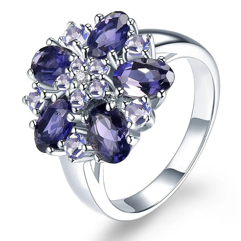 Classic Vintage Lolite Tanzanite Ring with Natural Gemstone Accents in 925 Sterling Silver - Lucid Fantasy 