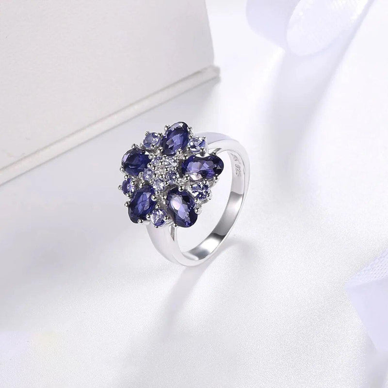 Classic Vintage Lolite Tanzanite Ring with Natural Gemstone Accents in 925 Sterling Silver - Lucid Fantasy 