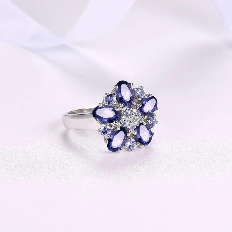 Classic Vintage Lolite Tanzanite Ring with Natural Gemstone Accents in 925 Sterling Silver - Lucid Fantasy 