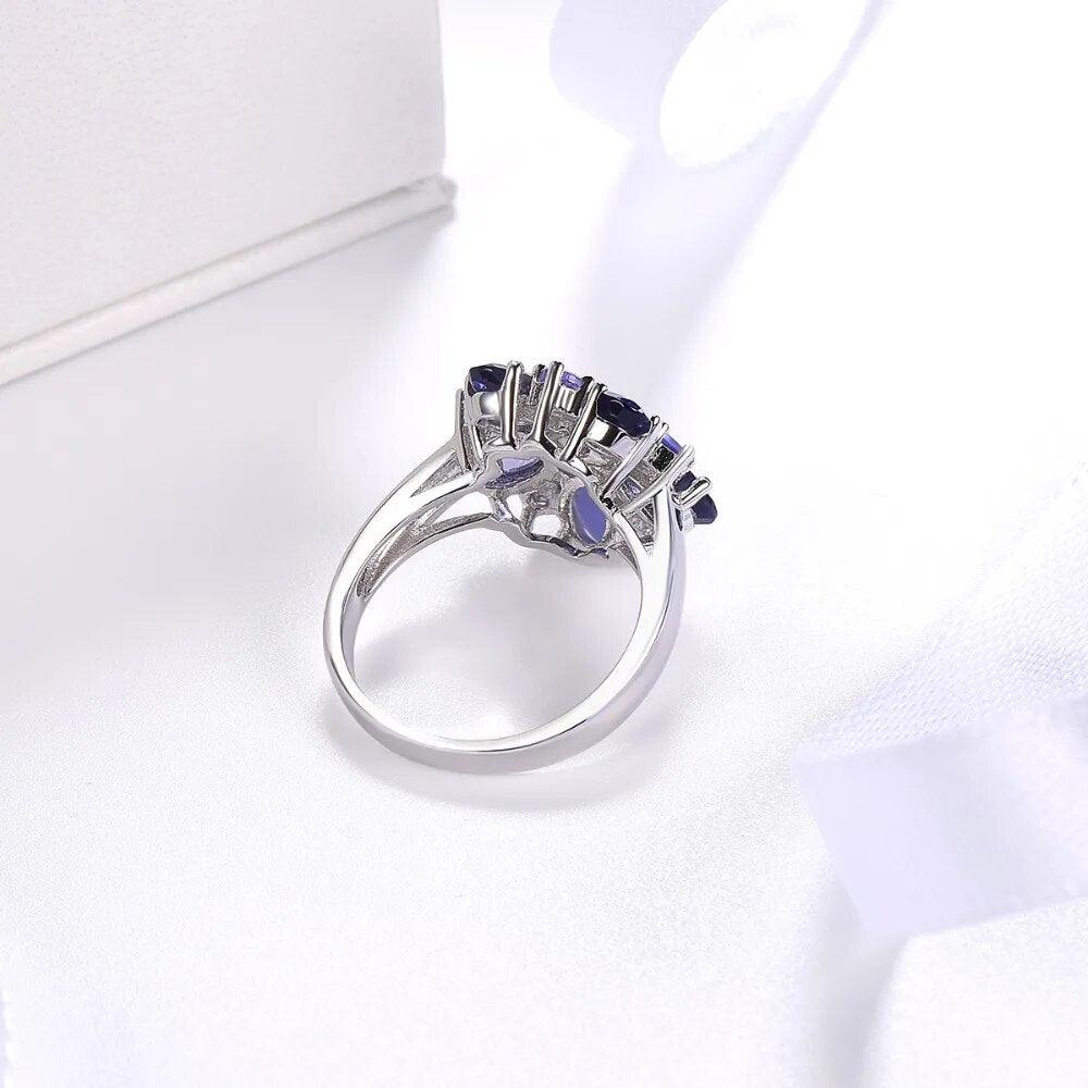 Classic Vintage Lolite Tanzanite Ring with Natural Gemstone Accents in 925 Sterling Silver - Lucid Fantasy 