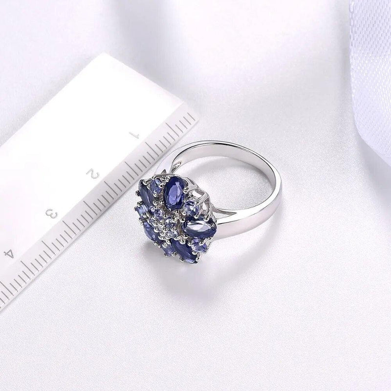 Classic Vintage Lolite Tanzanite Ring with Natural Gemstone Accents in 925 Sterling Silver - Lucid Fantasy 